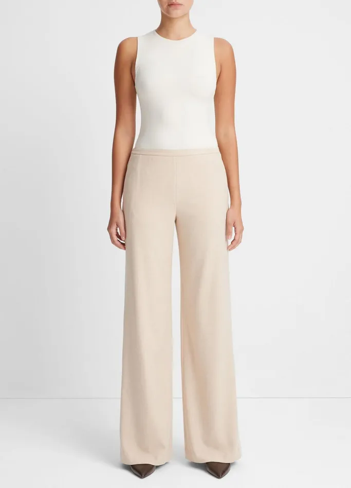 Vince Pants and Shorts Women Brushed Flannel WideLeg Pant Oat Milk