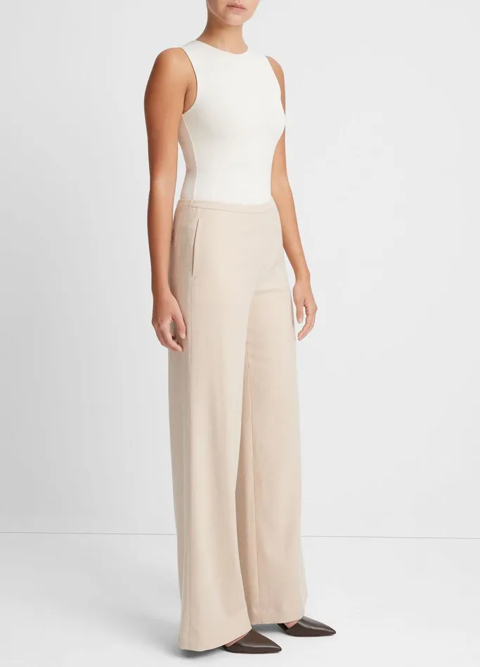 Vince Pants and Shorts Women Brushed Flannel WideLeg Pant Oat Milk