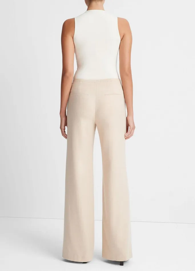 Vince Pants and Shorts Women Brushed Flannel WideLeg Pant Oat Milk