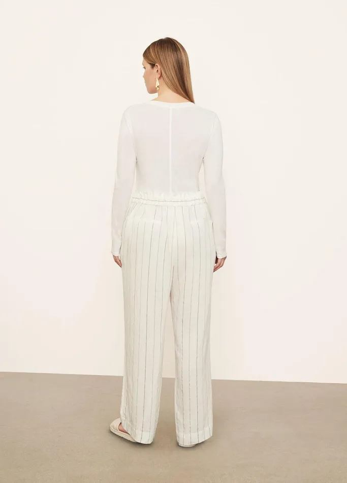 Vince Pants and Shorts Women Soft Stripe Belted PullOn Pant Off White