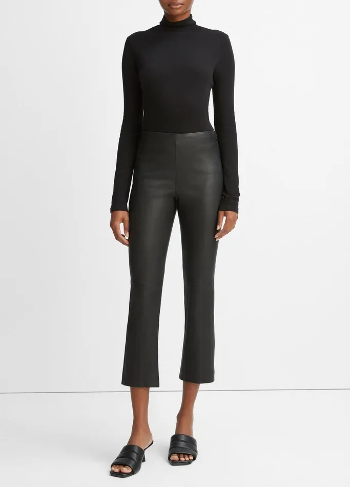 Vince Pants and Shorts Women StretchLeather Cropped Legging Black