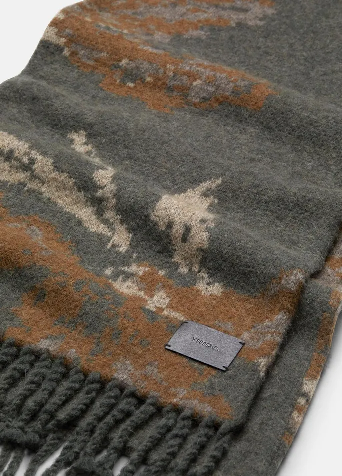 Vince Scarves Hats and Gloves Men Abstract Floral Brushed AlpacaBlend Scarf Midnight Forest