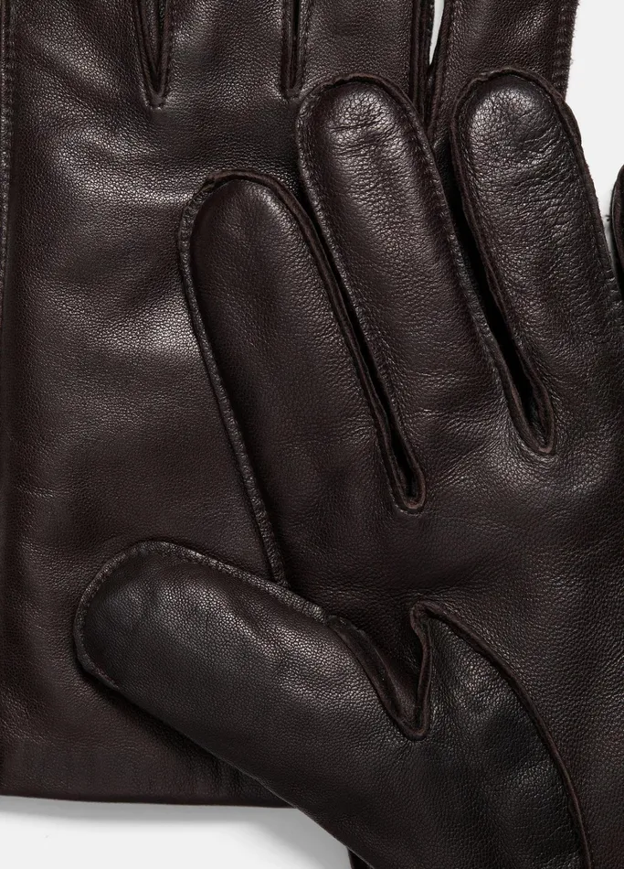 Vince Scarves Hats and Gloves Men Classic CashmereLined Leather Glove Espresso Heather Taupe