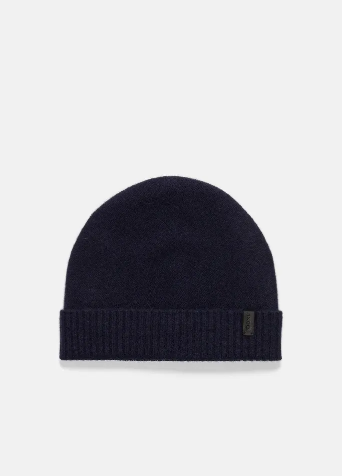 Vince Scarves Hats and Gloves Men Plush Cashmere ReverseKnit Cuffed Hat Coastal Blue