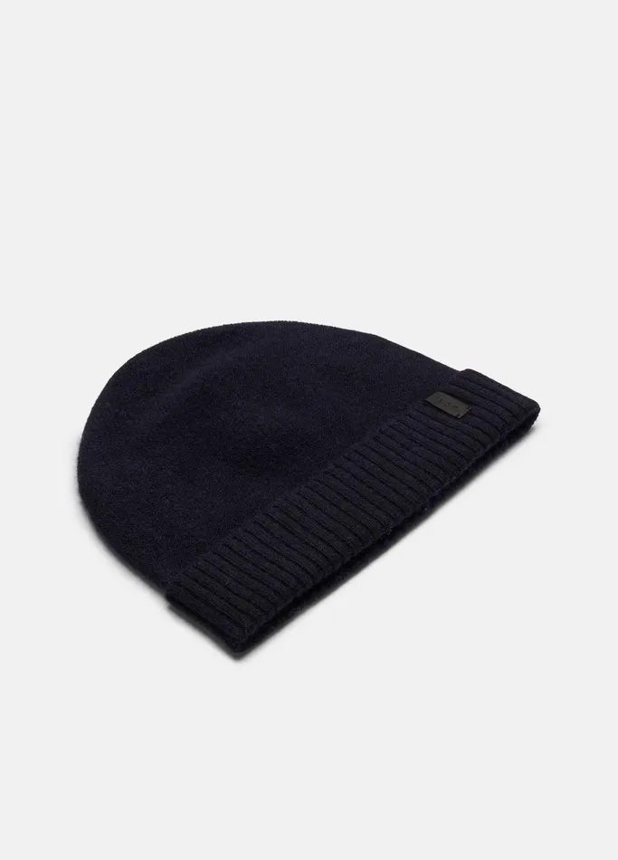Vince Scarves Hats and Gloves Men Plush Cashmere ReverseKnit Cuffed Hat Coastal Blue