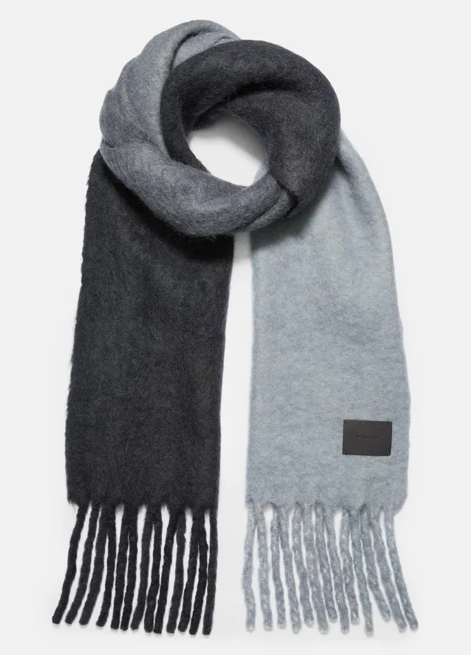 Vince Scarves Hats and Gloves Women AlpacaBlend DipDye Scarf Steel Charcoal