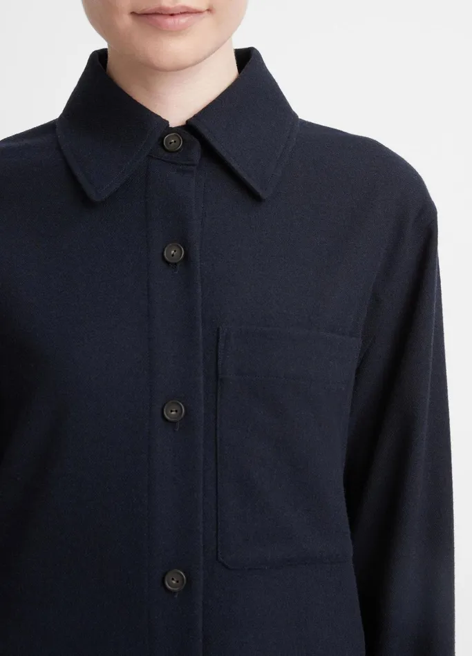 Vince Shirts and Tops Women Brushed WoolBlend Flannel Shirt Jacket Coastal Blue
