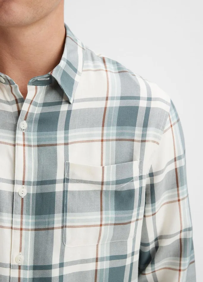 Vince Shirts Men Manchester Plaid Shirt Bonedusty Teal