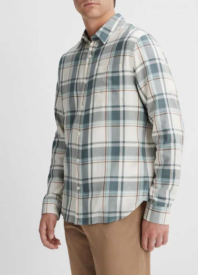 Vince Shirts Men Manchester Plaid Shirt Bonedusty Teal