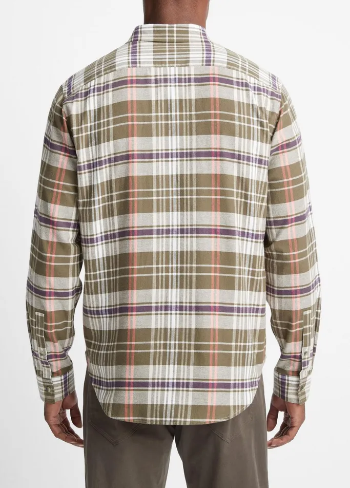Vince Shirts Men Santa Barbara Plaid Shirt Olive Covedesert Sky