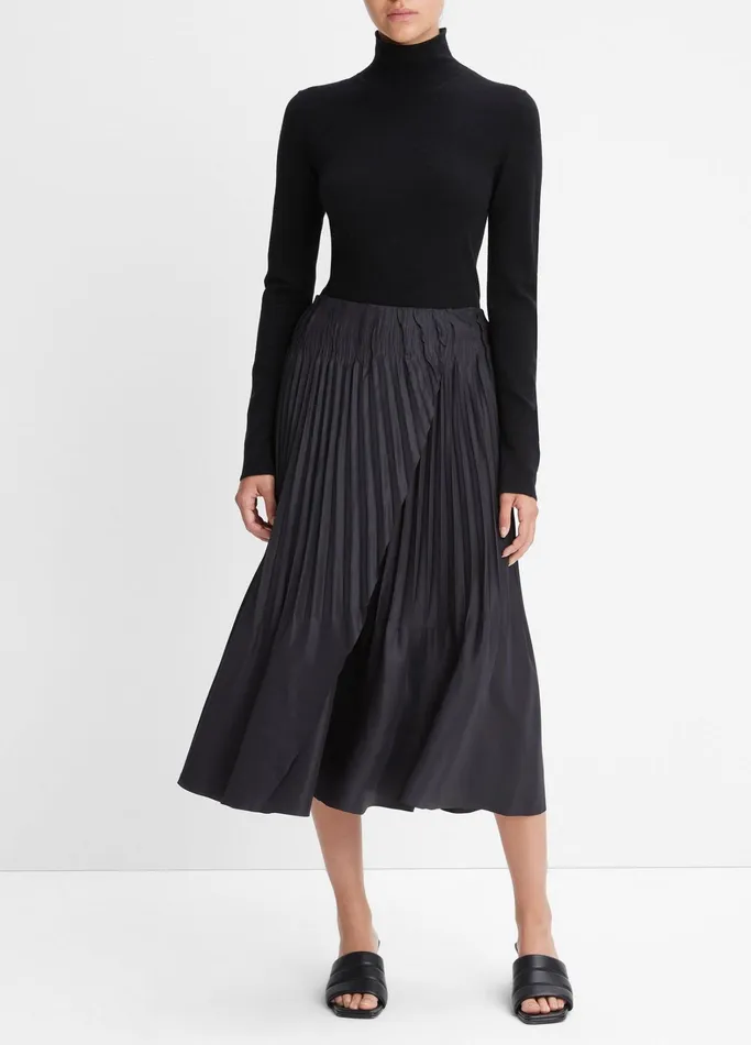 Vince Skirts Women PintuckPleated PullOn Skirt Black