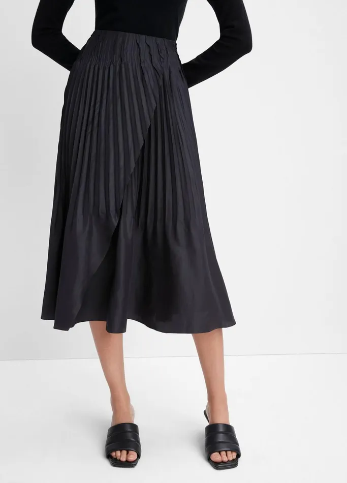 Vince Skirts Women PintuckPleated PullOn Skirt Black