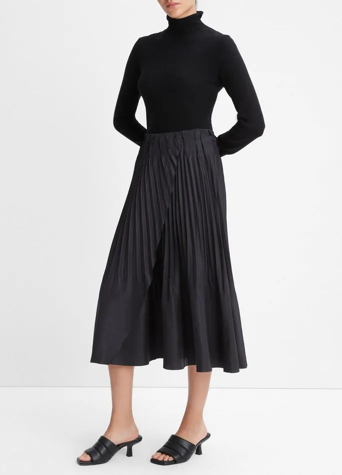 Vince Skirts Women PintuckPleated PullOn Skirt Black