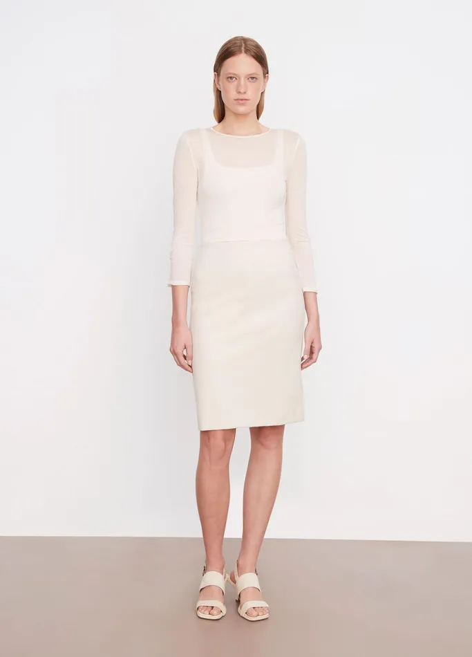 Vince Skirts Women SeamedFront Pencil Skirt Pale Fawn