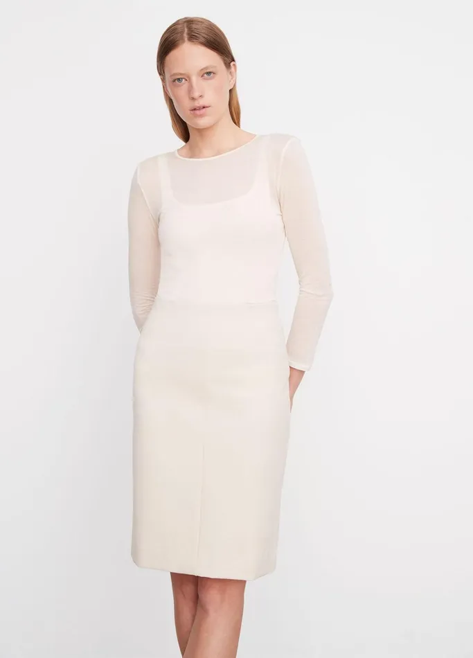 Vince Skirts Women SeamedFront Pencil Skirt Pale Fawn