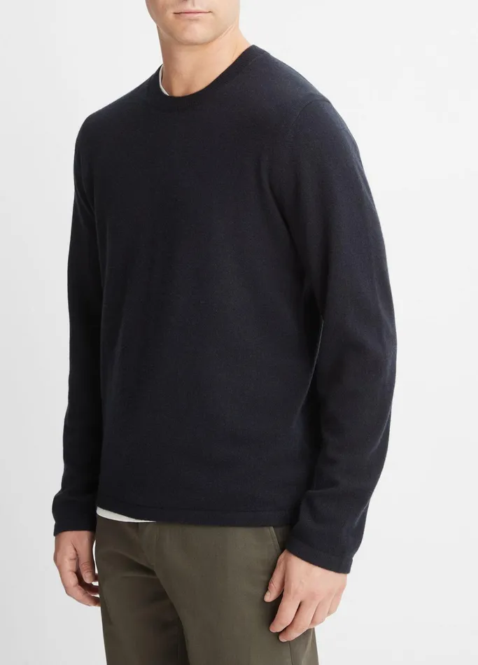 Vince Sweaters Men Cashmere Crew Neck Sweater Coastal Blue