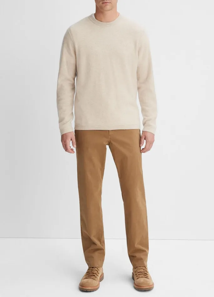 Vince Sweaters Men Plush Cashmere Crew Neck Sweater Light Heather Runyon