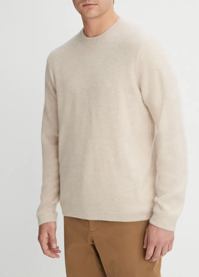 Vince Sweaters Men Plush Cashmere Crew Neck Sweater Light Heather Runyon