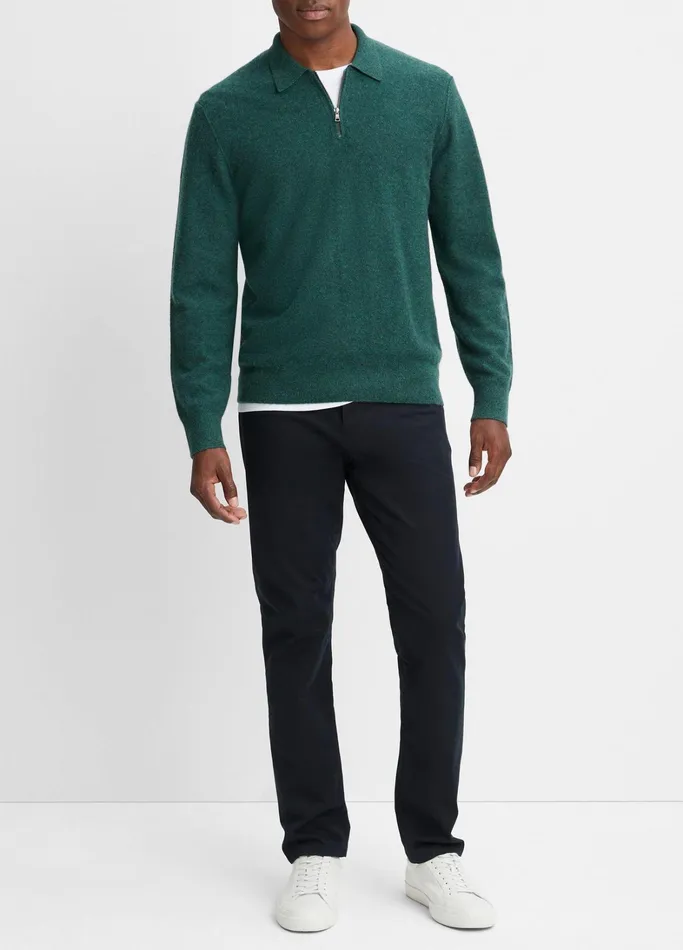 Vince Sweaters Men Plush Cashmere QuarterZip Sweater Light Deep Teal