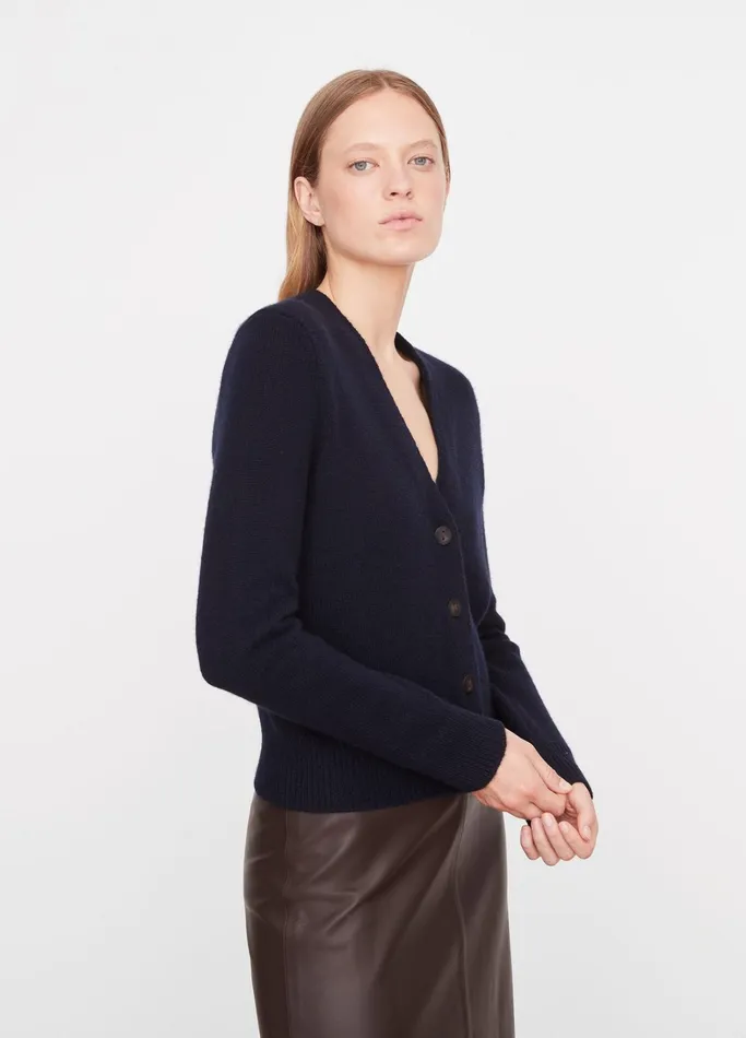 Vince Sweaters Women Cashmere FlatPlacket Cardigan Coastal Blue