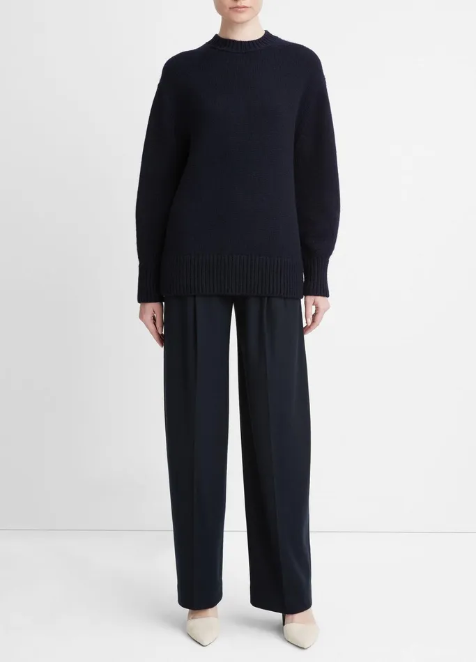 Vince Sweaters Women Wool And Cashmere Boyfriend Crew Neck Sweater Coastal Blue