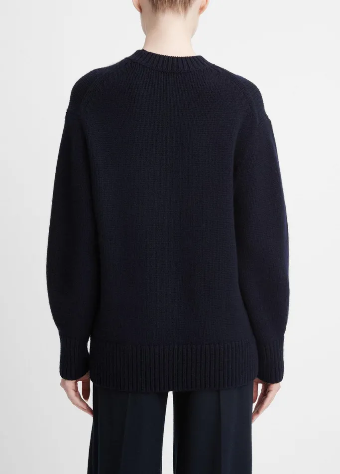 Vince Sweaters Women Wool And Cashmere Boyfriend Crew Neck Sweater Coastal Blue