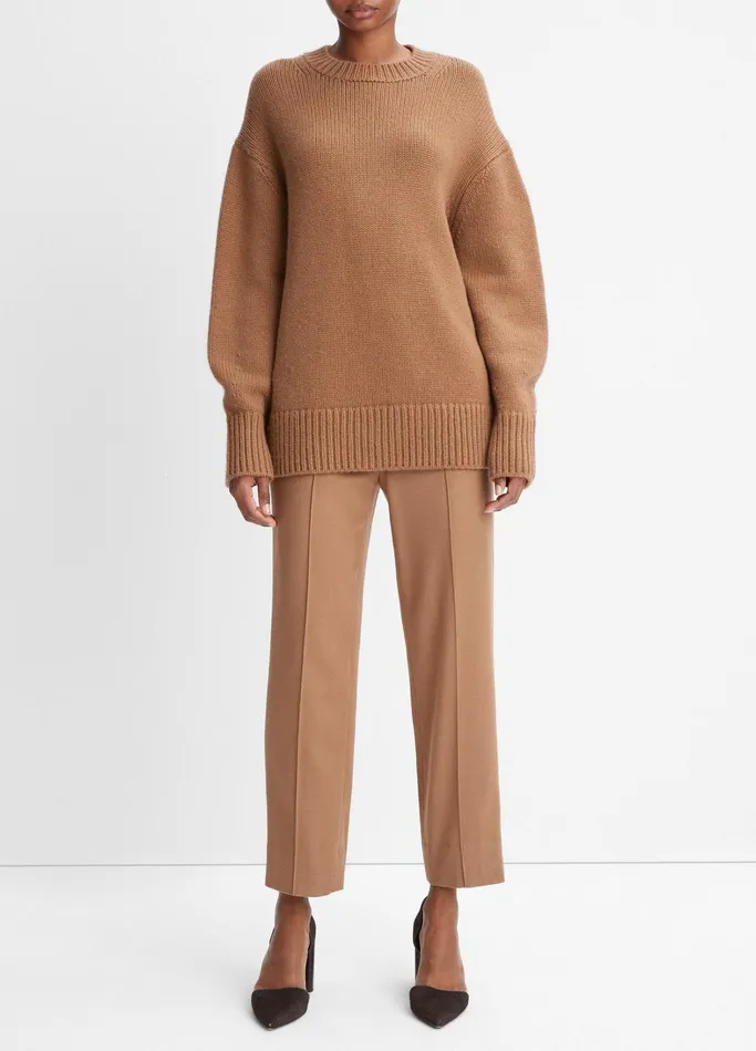 Vince Sweaters Women Wool And Cashmere Boyfriend Crew Neck Sweater Mink