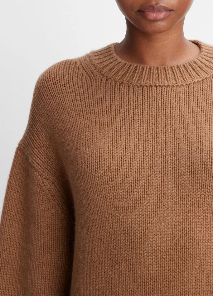 Vince Sweaters Women Wool And Cashmere Boyfriend Crew Neck Sweater Mink