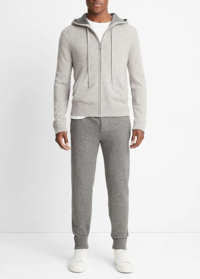 Vince Sweatshirts and Hoodies Men Cashmere Full Zip Hoodie Heather Grey