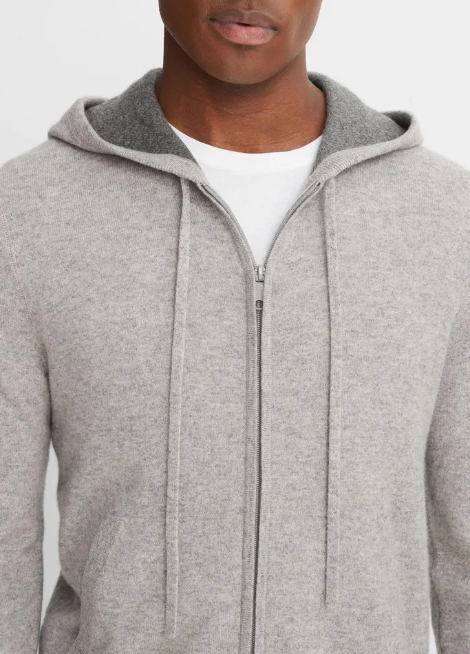 Vince Sweatshirts and Hoodies Men Cashmere Full Zip Hoodie Heather Grey