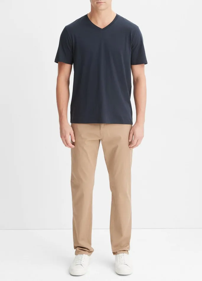 Vince TShirts and Polos Men Pima Cotton VNeck TShirt Coastal Blue