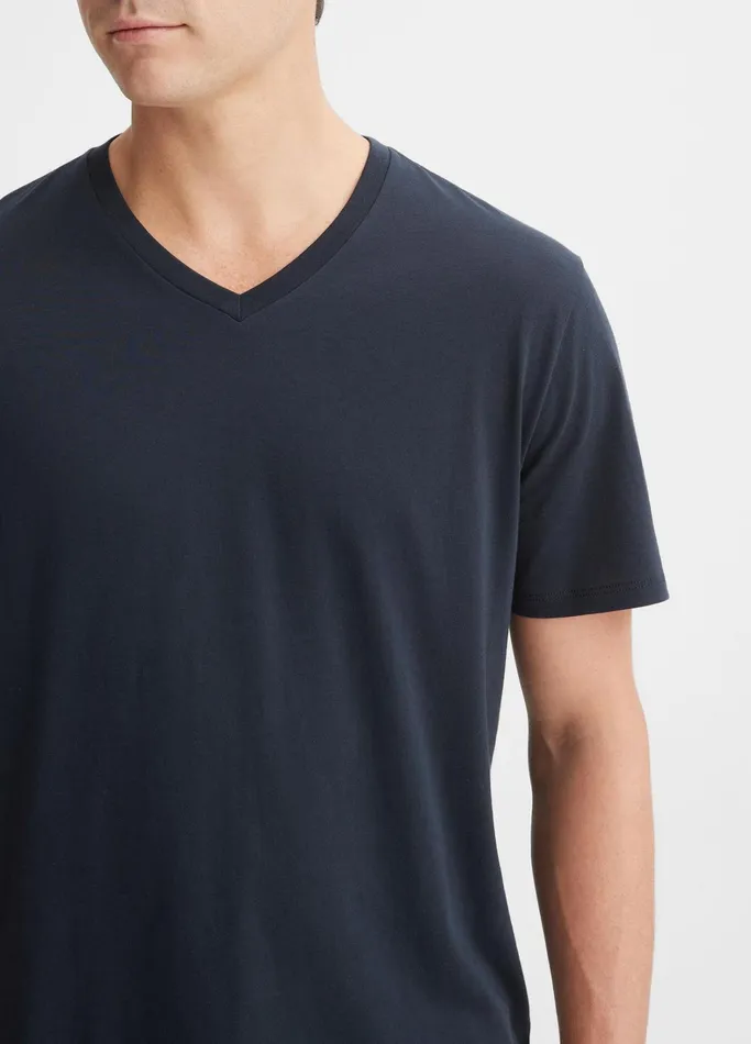 Vince TShirts and Polos Men Pima Cotton VNeck TShirt Coastal Blue
