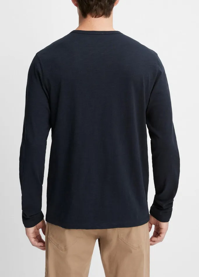Vince TShirts and Polos Men Slub Cotton SplitNeck TShirt Coastal Blue