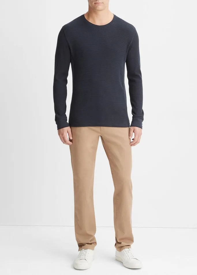 Vince TShirts and Polos Men Thermal Long Sleeve Crew Neck Pullover Coastal Blue