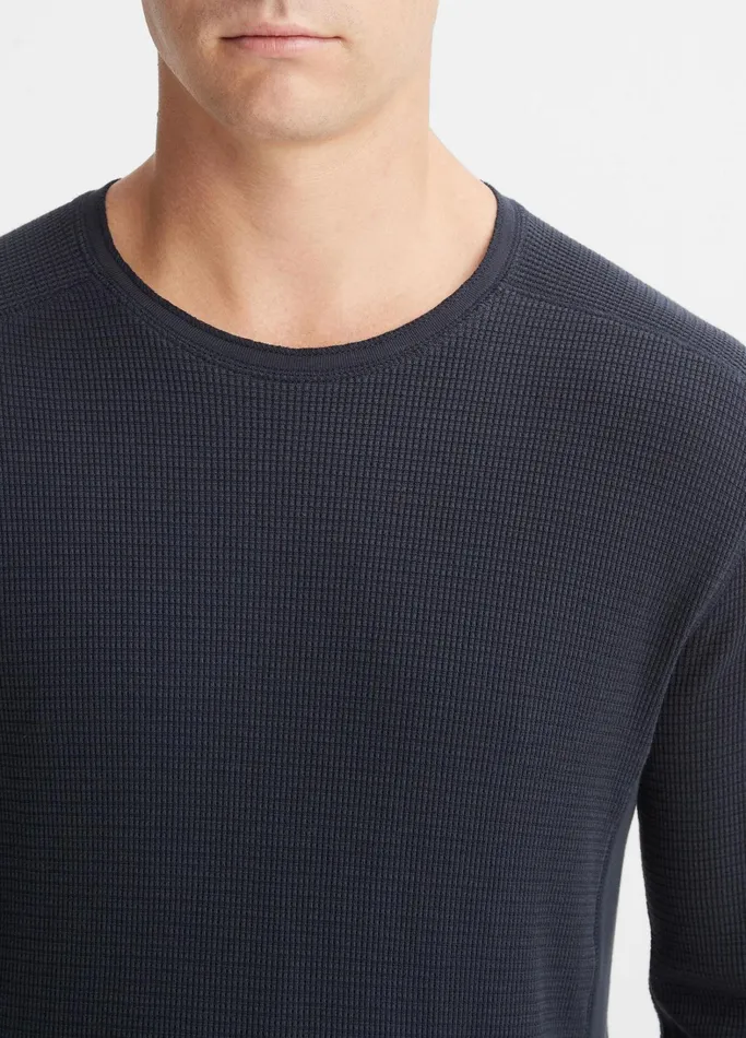 Vince TShirts and Polos Men Thermal Long Sleeve Crew Neck Pullover Coastal Blue