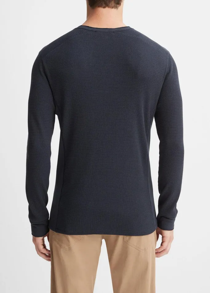 Vince TShirts and Polos Men Thermal Long Sleeve Crew Neck Pullover Coastal Blue