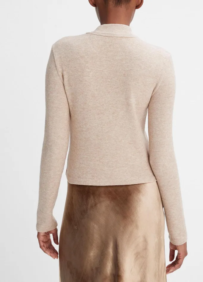 Vince TShirts Women Cozy Mock Neck Top Heather Hazel Cream