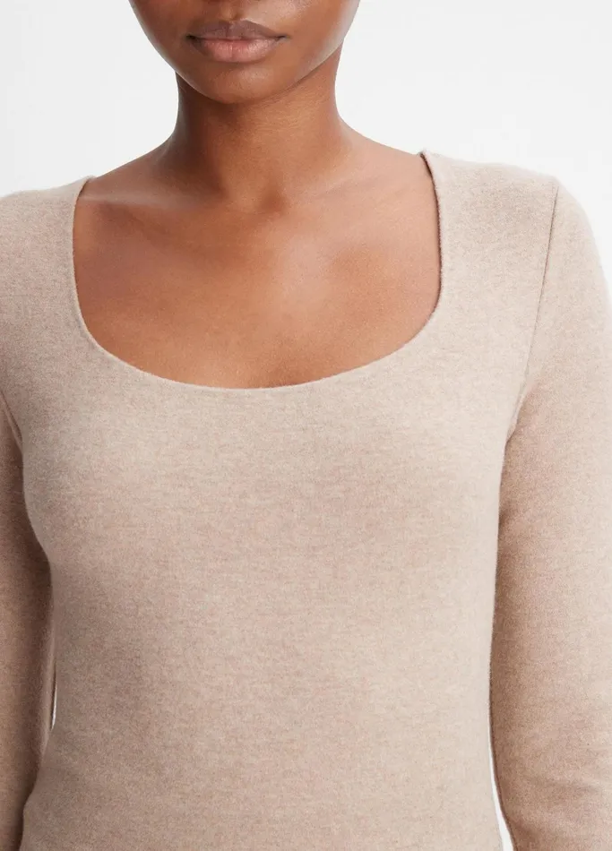 Vince TShirts Women Cozy Scoop Neck Top Heather Hazel Cream