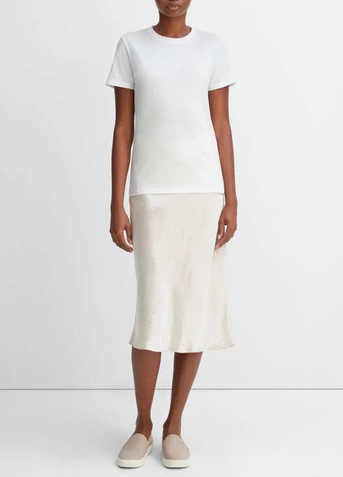 Vince TShirts Women Essential Pima Cotton Crew Neck TShirt Optic White