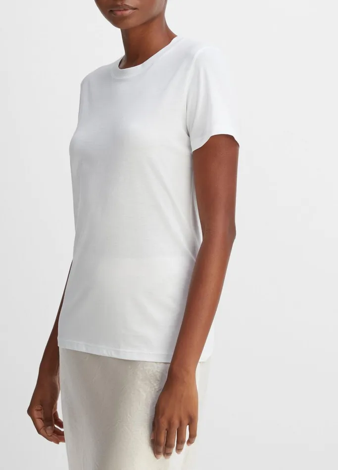 Vince TShirts Women Essential Pima Cotton Crew Neck TShirt Optic White