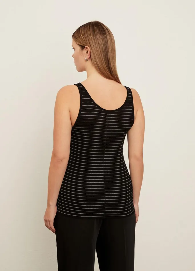 Vince TShirts Women Striped Scoop Neck Camisole Blackoff White