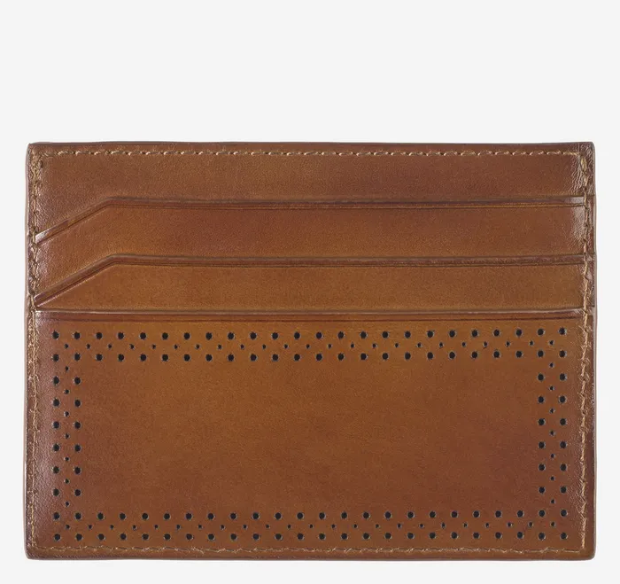 Wallets Men Hudson Perforated Weekender Case Brown Burnished Johnston and Murphy