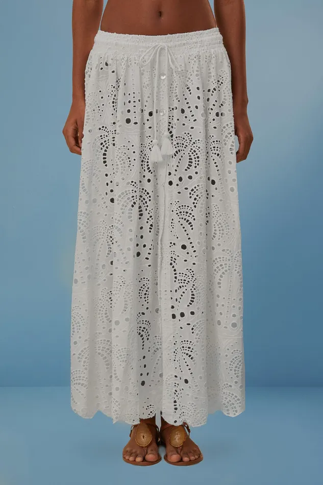 White Eyelet Maxi Skirt Women Farm Rio Skirts