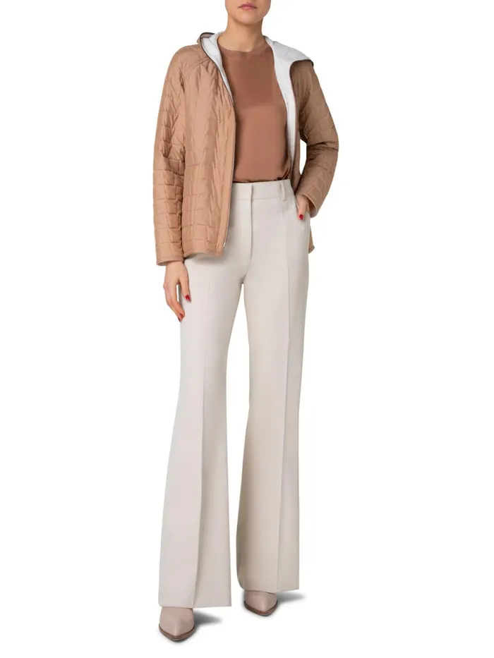 Wide Straight Leg Pants In Cotton Wool Gabardine Sand Women Akris Pants