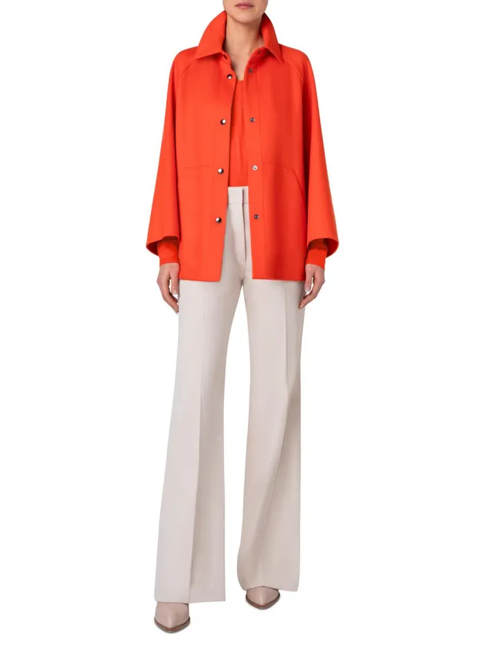 Wide Straight Leg Pants In Cotton Wool Gabardine Sand Women Akris Pants