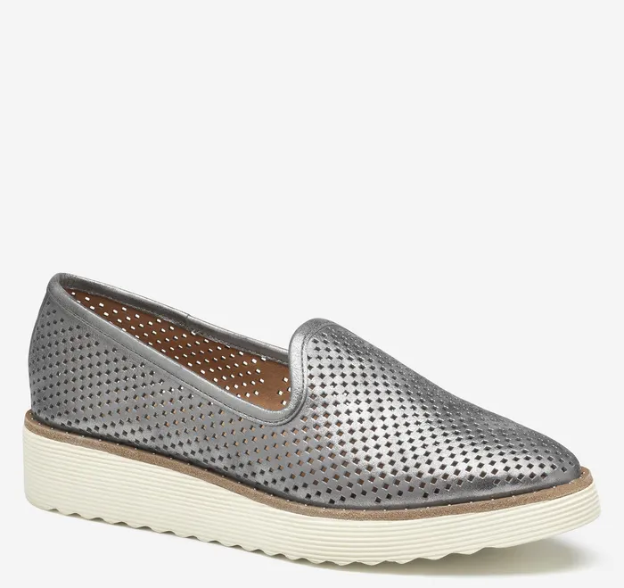Women8217s Shoes Johnston and Murphy Women Mitzi Perfed Venetian Pewter Metallic Kid Suede