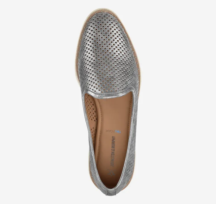 Women8217s Shoes Johnston and Murphy Women Mitzi Perfed Venetian Pewter Metallic Kid Suede
