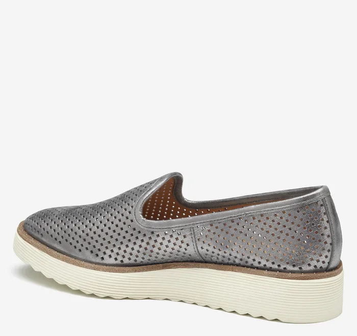 Women8217s Shoes Johnston and Murphy Women Mitzi Perfed Venetian Pewter Metallic Kid Suede