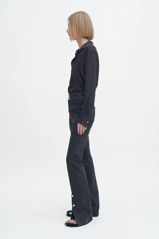 Women 90s Stretch Button Front Jeans Washed Black Filippa K Jeans