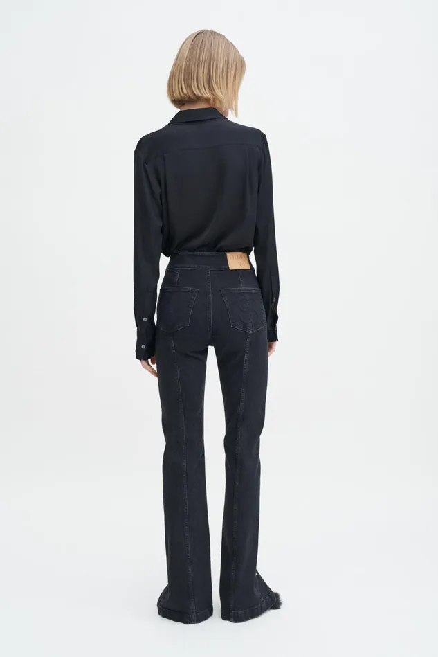 Women 90s Stretch Button Front Jeans Washed Black Filippa K Jeans